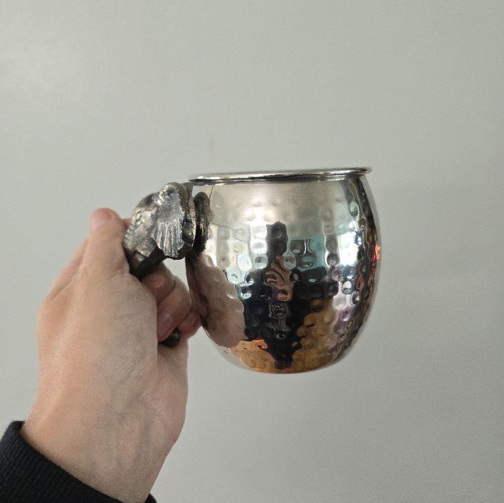Pier 1 Imports Hammered Metal African Elephant Mug Cup - Picture 7 of 9